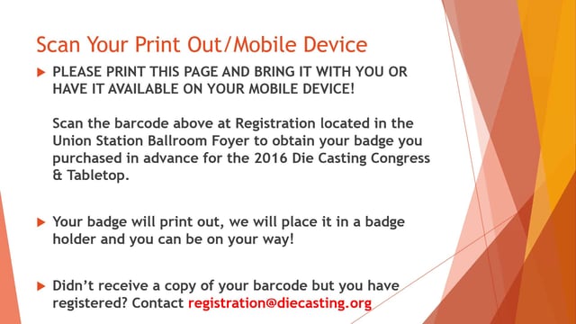 2016 Die Casting Congress & Tabletop Show Information